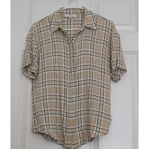 Vintage Checks Top Coastal Grannycore Comfy Modest Teacher Minimalist Sz Medium